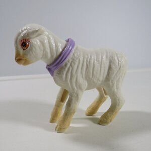 Sheep with cute eyelashes & purple collar Plastic Figure
